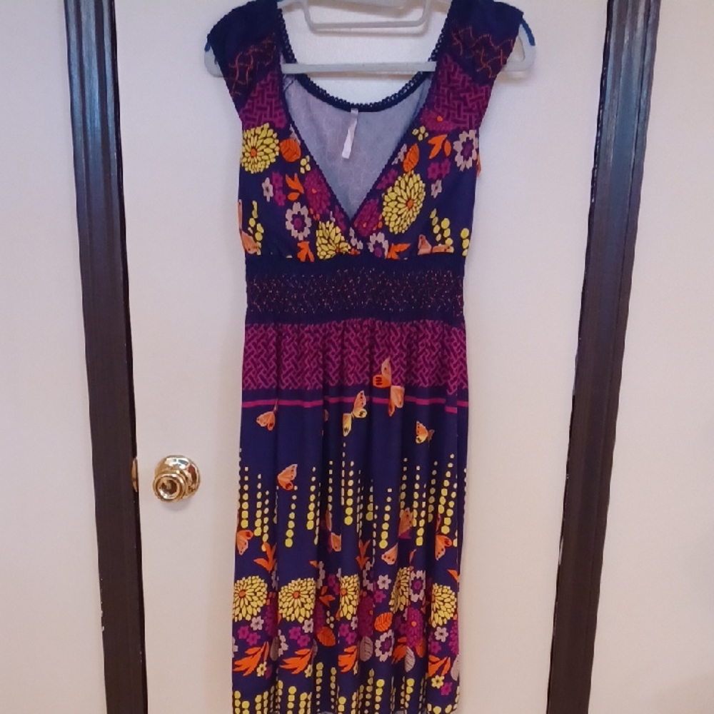 a'gaci Navy Midi Sundress Sleeveless